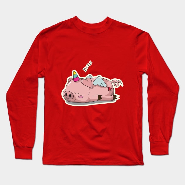 Sleeping Pigcorn Long Sleeve T-Shirt by Ciwa